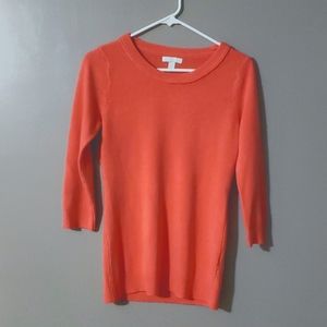 New York & Company Salmon/Coral 3/4 Sleeve Sweater-Size S